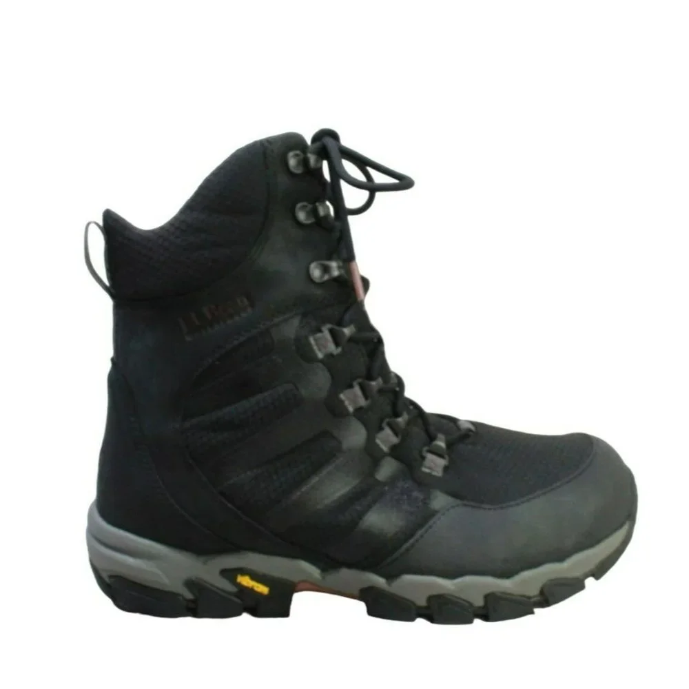 LL Bean Black Leather Waterproof Insulated Ankle Hiking Boots Size 11 M - Picture 1 of 9